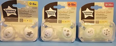 Tommee Tippee Baby Pacifiers Glow In Dark Boy/Girl WOODLAND STARS NEW  LOT OF 2  • $15.99