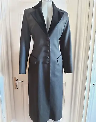 £124.49 • Buy Vintage Regine Stunning Long Coat Wool Line Blazer Maxi Jacket Velvet Grey UK 12