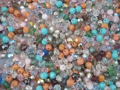 Czech Fire Polished 6mm Faceted Glass Beads 75pc Mix Jewellery FREE POSTAGE • $5.90