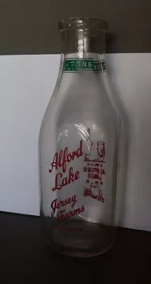 Vintage Alford Lake Jersey Farms Milk Bottle Quart Union Me  • $20.78