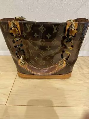 LOUIS VUITTON M92502 Hand Bag Brown Monogram Clear Vinyl Cabas Ambre PM Used • $549.99