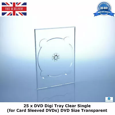 25 X DVD Digi Tray Clear Single (for Card Sleeved DVDs) DVD Size Transparent New • £18.99