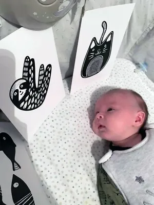 Newborn Baby Black And White Sensory Cards Baby Visual Stimulation Flashcards • £6.99