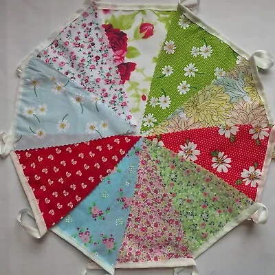 BUY 2 GET 1 FREE.Handmade Fabric Bunting.Vintage Floralsrainbow.Weddings. • £3.75