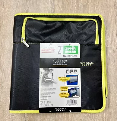 NEW Five Star 580 Sheet Capacity 2 Inch Zipper Binder Blk/Yellow • $10