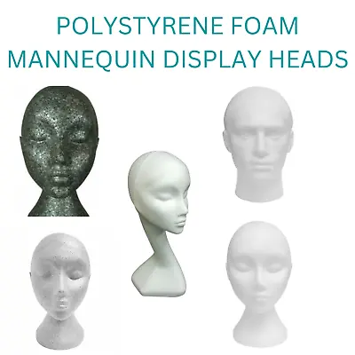 £6.99 • Buy New Polystyrene Mannequin Display Male & Female Head 