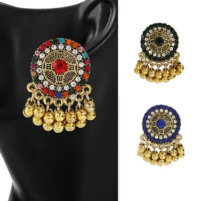 Afghan Round Cz Indian Earrings Oorbellen Gypsy Bohemian Ethnic Tassel Earrings • $2.85