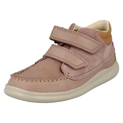 Girls Clarks Crest Tuktu Pink Combi Leather Moccasin Style Ankle Boots • £36