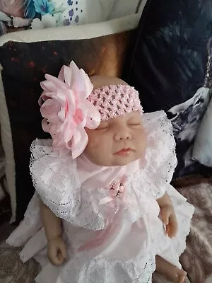 Romany Baby Girl Big Pink Satin Bow  Sparkle  Headband  • £3.50