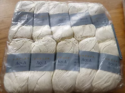 JAEGER AQUA Mercerised Cotton DK 10 X 50g Creme Shade 301 Sealed Pack • £37.50