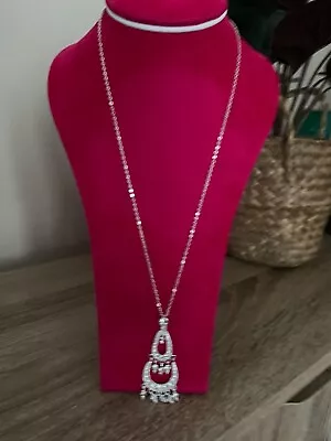Letter A Initial Silver Drop Necklace Crystal New Costume Jewellery Indian QVC • £15