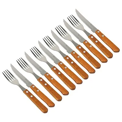 £8.99 • Buy 12 Piece Stainless Steel Carving Steak Knives And Forks 6 Person Cutlery Set