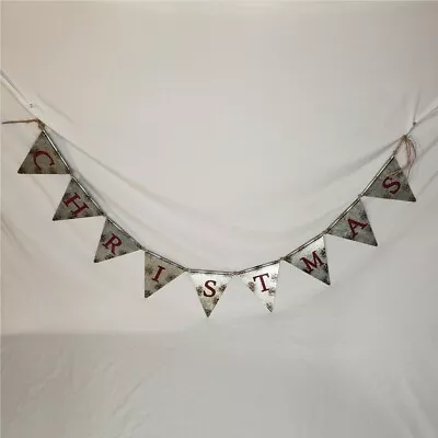 Galvanized Garland Banner  “Christmas”  Metal Letters Farmhouse Mantle • $29.43