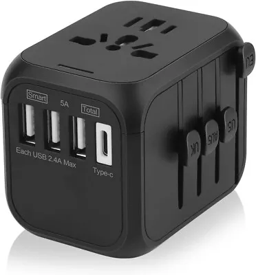 Universal Travel Adapter Multi Plug Worldwide Charger UK EU AU US USB-C Port USB • £15.99