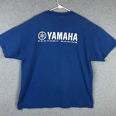 Vintage Yamaha Factory Racing Shirt Adult 2XL XXL Blue White Motorcycle Tee Mens • $22.84