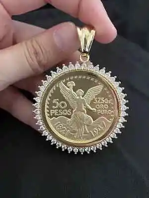 50 Pesos Moneda Mexican CENTENARIO Pendant Lab Created 14K Yellow Gold Plated • $169.99