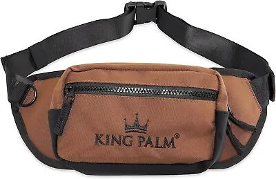 KingPalm | Canvas Crossbody Pouch | Durable Fanny Pack | Brown | 14 X 5 Inch • $19.99