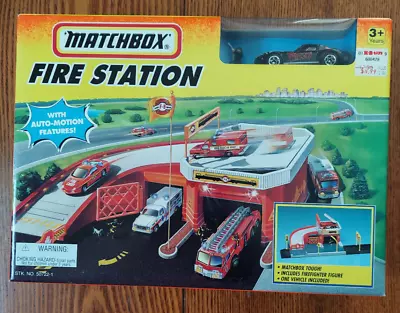 1996 Mattel Matchbox Action Fire Station Play Set W/ Black Corvette Stingray • $50