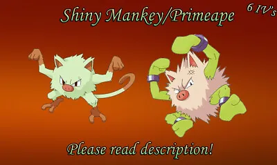 $2.99 • Buy Shiny Mankey/Primeape 6IV - Pokemon X/Y OR/AS S/M US/UM Let's Go