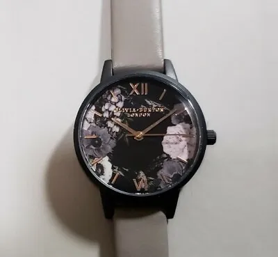 OLIVIA BURTON AFTER DARK MARBLE FLORAL WATCH WITH 30mm BLACK FLORAL & GREY BAND • $45