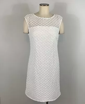 Adrianna Papell Ivory White Lace Cut Out Sleeveless Sheath Dress Size 12 • $38