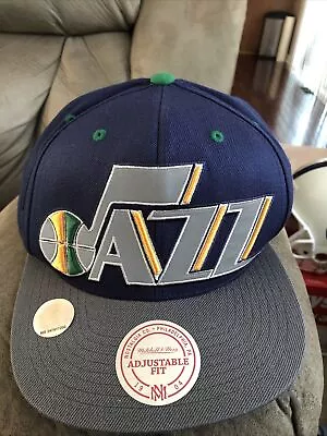 Utah Jazz Mitchell & Ness SnapBack Adjustable Embroidered Hat Navy Color New • $25