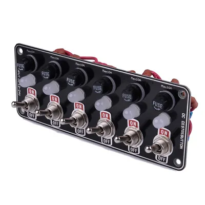12-24V 6 Gang Rocker Switch Panel LED Circuit Breaker Fuse Box Car Marine Boat • $28.52