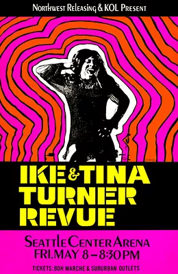 Ike & Tina Turner Revue - 1970 - Seattle Center Arena - Concert Poster • $9.99