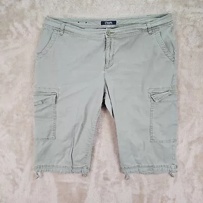 Chaps Denim Cargo Shorts Mens 18W Brown Cotton Comfort Beige Khaki Capri • $11.88