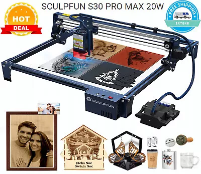 UK STOCK SCULPFUN S30 PRO MAX 20W Laser Engraving Cutter Machine 410x400mm DIY • £631.19