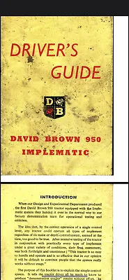 £6.99 • Buy David Brown 950 And 950 Implematic Drivers Guide Manual - Digital PDF Copy