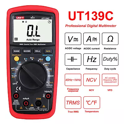 UNI-T UT139C True RMS Digital Multimeter Ammeter Auto/Manual Range Data Hold • £49.99