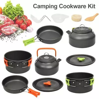 £33.21 • Buy Portable Camping Cookware Set Aluminium Cooking Pans Pots Cook Equipment Kit GR