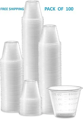 New Plastic Graduated Medicine Cups 1 Oz - (Pack Of 100) Free Shipping ! • $5.88