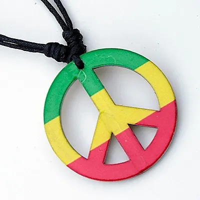 Reggae Hippie Rasta Peace Sign Pendant Adjustable Cord Necklace WYN337 ( QTY 2 ) • $9.99