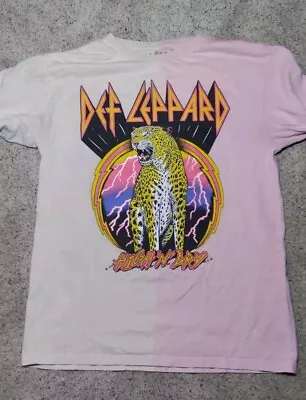 DEF LEPPARD SHIRT ADULT LARGE PINK BEIGE TIE DYE HIGH N DRY ROCK 80s CASUAL NWT • $11.99