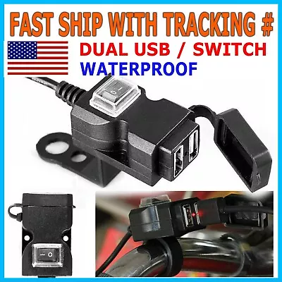 Waterproof Motorcycle Handlebar USB Port Phone Charger Cigarettes Lighter Socket • $6.99