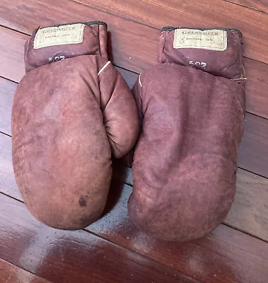 Vintage Leather Boxing Gloves Gold Smith #234 Horse Hair Filled  • $80