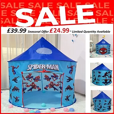 Childrens Kids Play Tent Baby Pop Up Tent Blue & Navy Spiderman Boys ~ Playhouse • £24.99