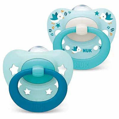 £6.79 • Buy NUK Signature Star Silicone Soothers Dummies Blue Boys 0-6 Months 2-Pack New 