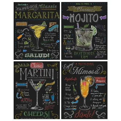 $59.96 • Buy Cocktail Drink Recipes Chalkboard Style Wall Decal Set Vintage Style Bundle