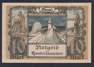 NOTGELD - Memel 10 Mark 22 Février 1922 French Administration-Post WWI Lartdes • $120.28