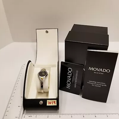 Movado Women's Kara Black Dial Swiss Quartz Watch 0605248 $695 Fresh Battery Box • $499