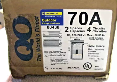 NEW QO 70 Amp 2-Space 4-Circuit Outdoor Main Lug Load Center W Cover 80438 • $69.99