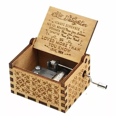 Music Box Mum To Daughter You Are My Sunshine Wooden Engraved Crank Family Gift • £6.39