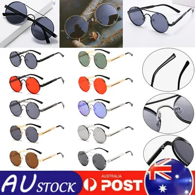 $12.99 • Buy UV400 Round Vintage Retro Sun Glasses Polarized Steampunk Sunglasses Mens Hippie