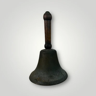£36.77 • Buy Antique Brass Teachers Hand Desk School Bell Wood Handle Primitive 7 3/4 X 4 3/4