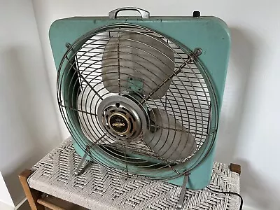 🍊Vintage 1950's Eskimo 22  Turquoise Box Fan | Model 200XL 3-Speed 3 Blades! • $120
