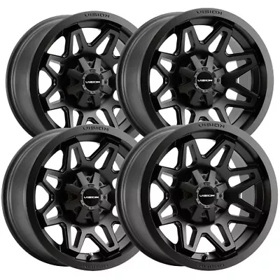 (Set Of 4) Vision UTV 416 Seven 12x8 4x156 Matte Black Wheels Rims 12  Inch • $375.96