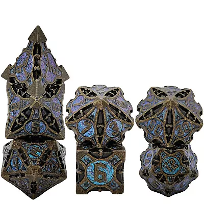 7Pcs Polyhedral Metal Dice Set For TRPG MTG  Dungeons & Dragons DND Roleplaying • $18.39